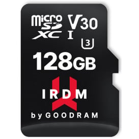 Karta pamięci GoodRAM IRDM MicroSDXC 64GB UHS-I U3 V30 IR-M3AA-0640R12 - Czarna, Adapter, 100 Mbps|40 Mbps